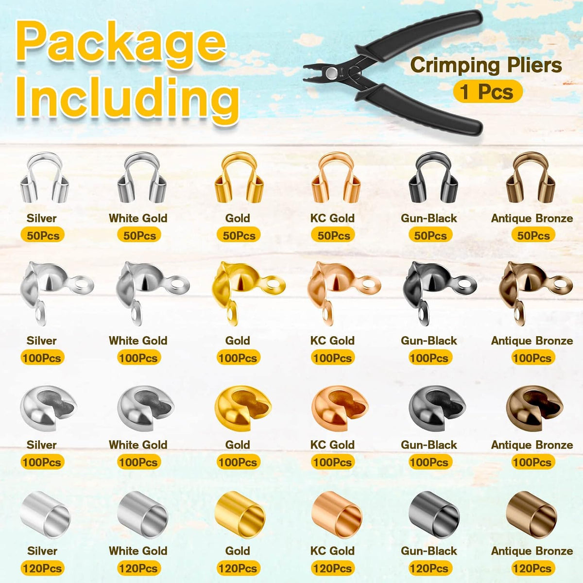 Acejoz 2251 Pieces Crimp Beads for Jewelry Making, Knot Covers, Crimp Bead Covers, Crimp Tubes and Wire Guardians with Crimping Pliers for DIY Jewelry Bracelets Necklaces Making