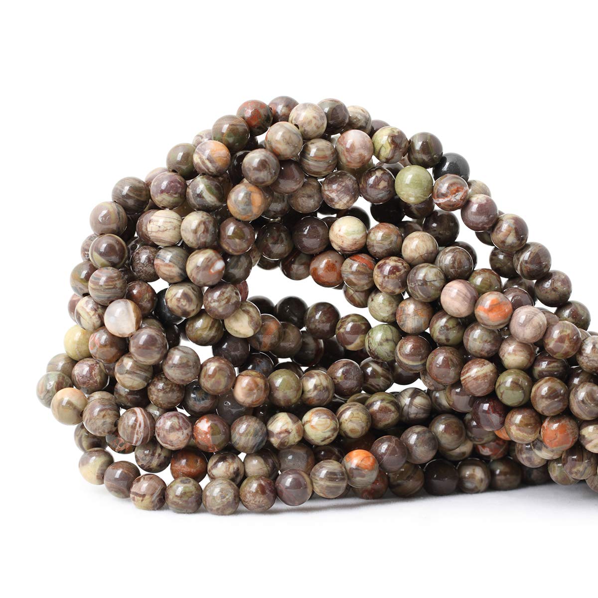 60PCS 6mm Natural Indian Agate Gemstone Round Loose Beads for Jewelry Making DIY 1 Strand 15"