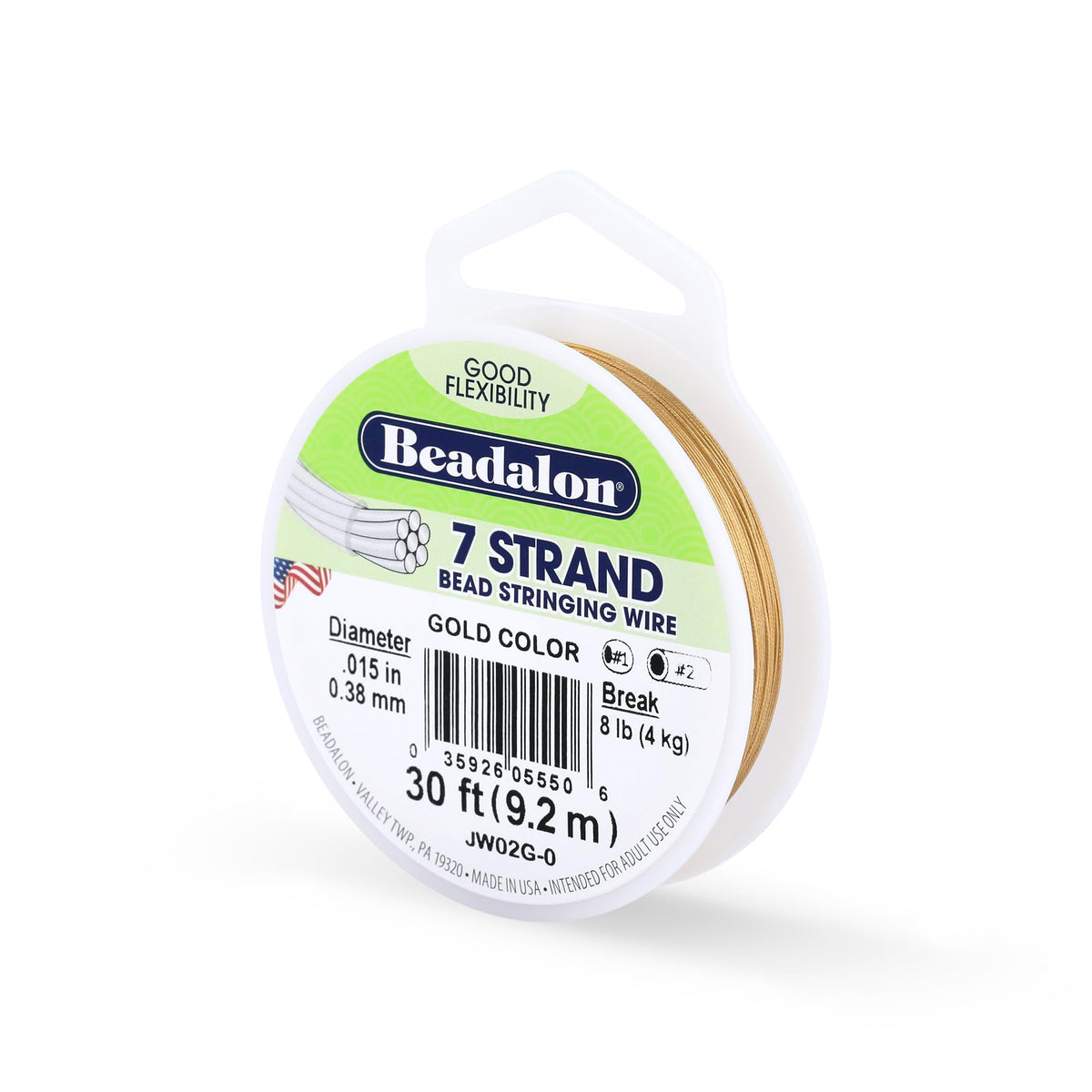 Beadalon 7-Strand Stainless Steel Beading Wire, .015 in / 0.38 mm - Bright