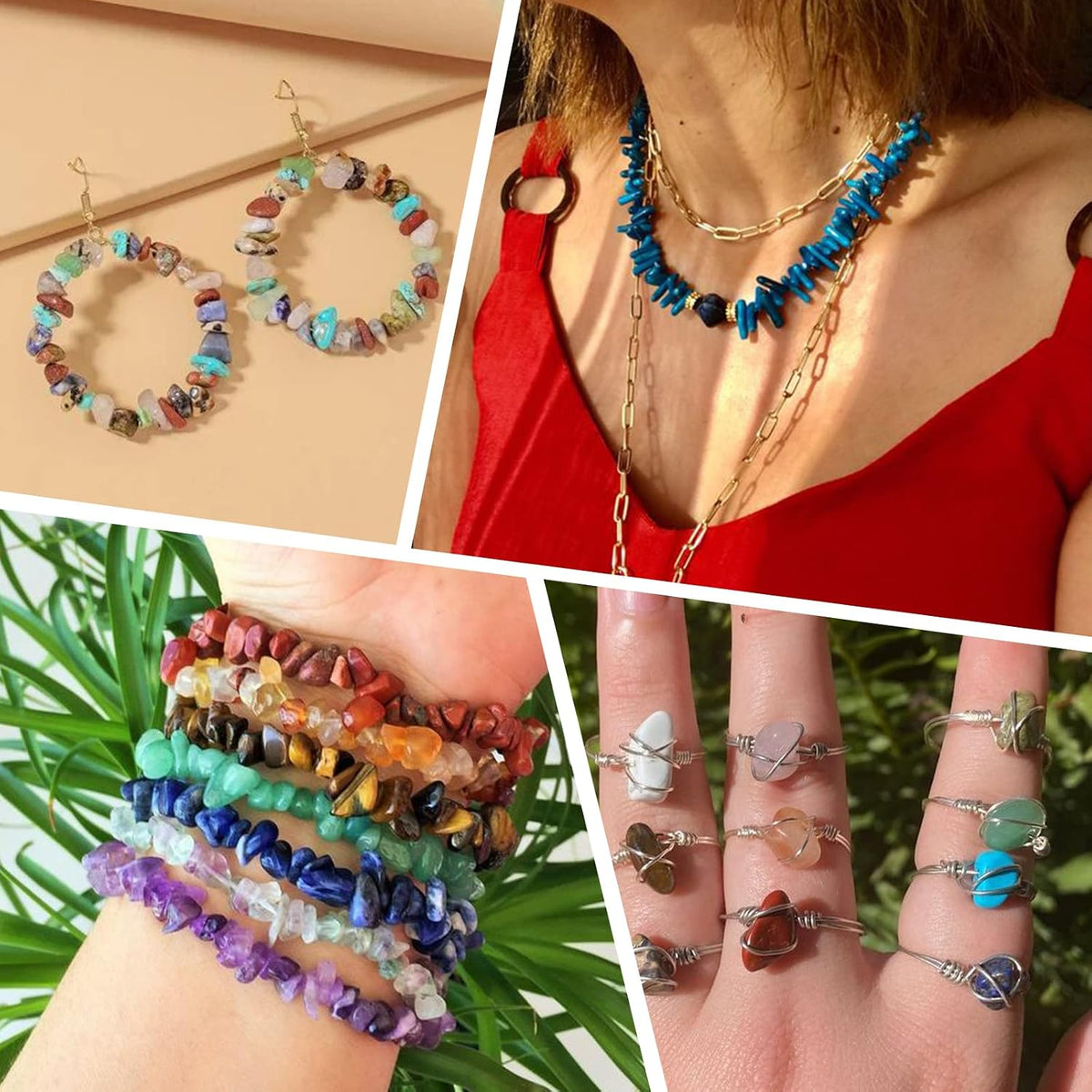 Quefe 40 Colors Crystal Beads for Jewelry Making Crystal and Gemstone