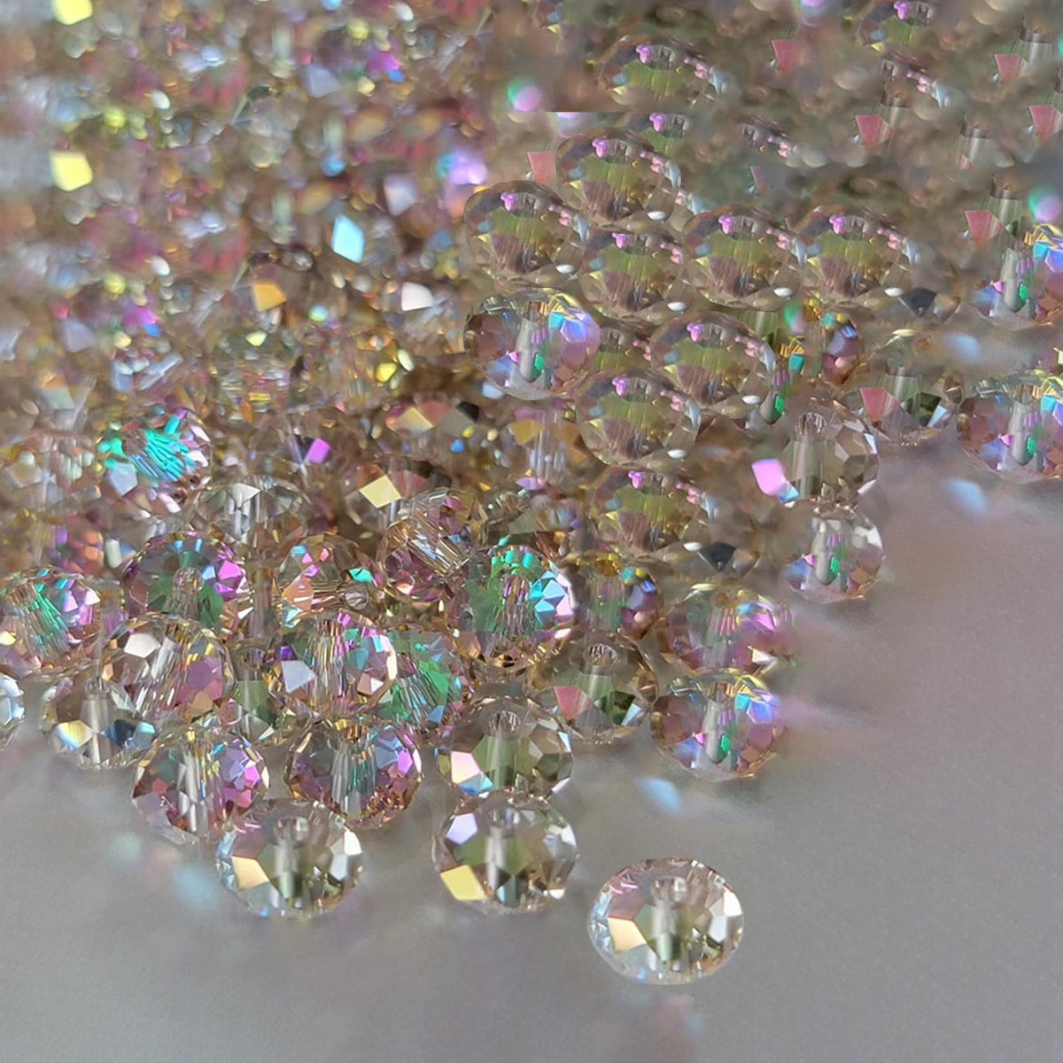 800Pcs 4/6/8/10mm Crystal Glass Beads for Jewelry Making Beads for Bracelets Necklace Pendants Making Supplies(Silver Champagne)