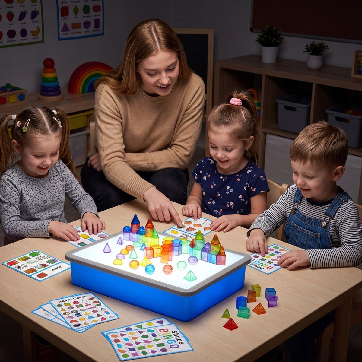 60 Pcs 3D Shapes for Teaching - Light Table Manipulatives