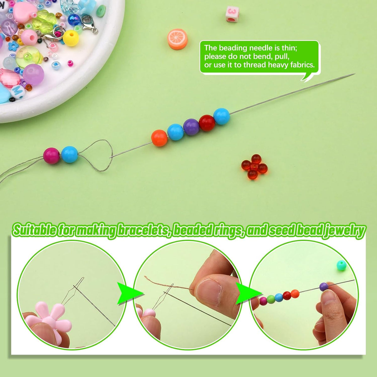 UOOU 86 Pcs Beading Needle Set, 6 Sizes Beading Needles for Seed Beads
