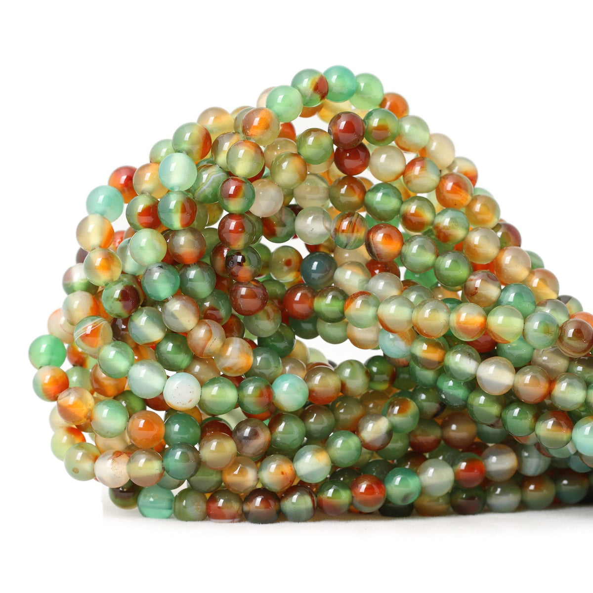 60PCS 6mm Natural Indian Agate Gemstone Round Loose Beads for Jewelry Making DIY 1 Strand 15"