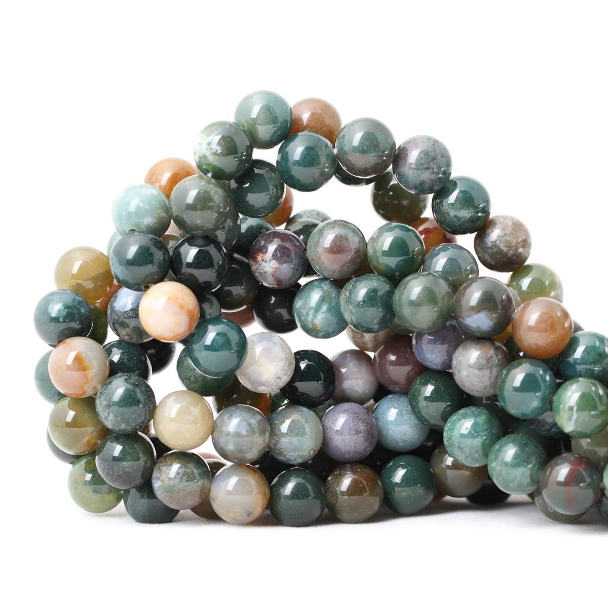 60PCS 6mm Natural Indian Agate Gemstone Round Loose Beads for Jewelry Making DIY 1 Strand 15"