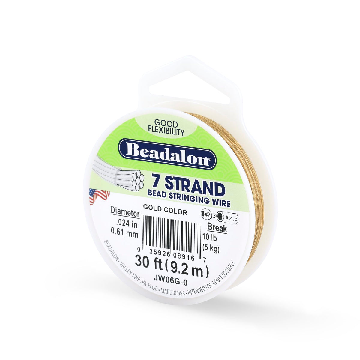 Beadalon 7-Strand Stainless Steel Beading Wire, .015 in / 0.38 mm - Bright