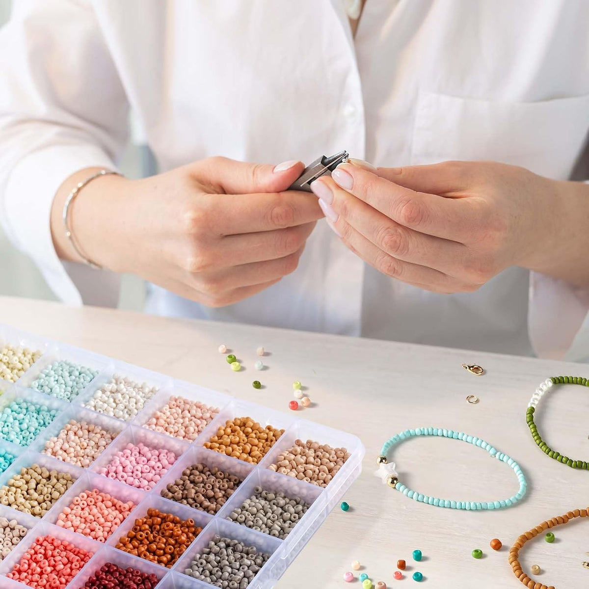 TEXGIZRLY 3mm Seed Beads for Jewelry Making Bracelet Making Kit Adults