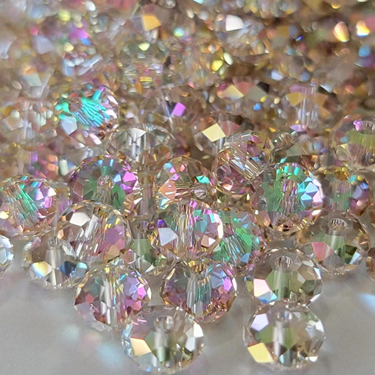 800Pcs 4/6/8/10mm Crystal Glass Beads for Jewelry Making Beads for Bracelets Necklace Pendants Making Supplies(Silver Champagne)