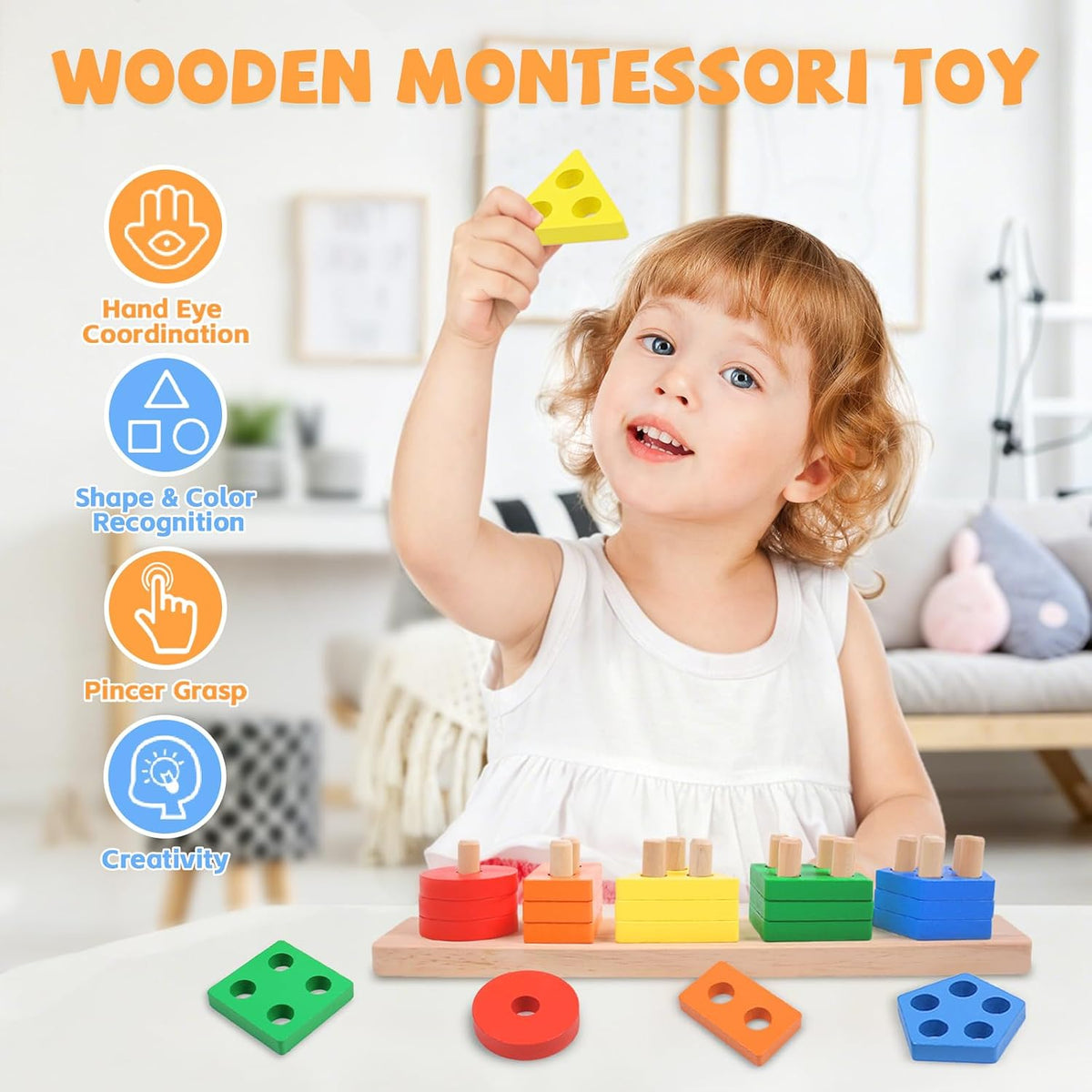 Montessori Toys Stacking & Sorting Learning Shape Sorters for Toddlers 1-3