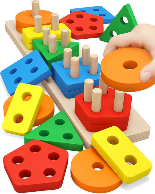 Montessori Toys for 1 2 3 Year Old Boys Girls Toddlers, Wooden Toys Gifts