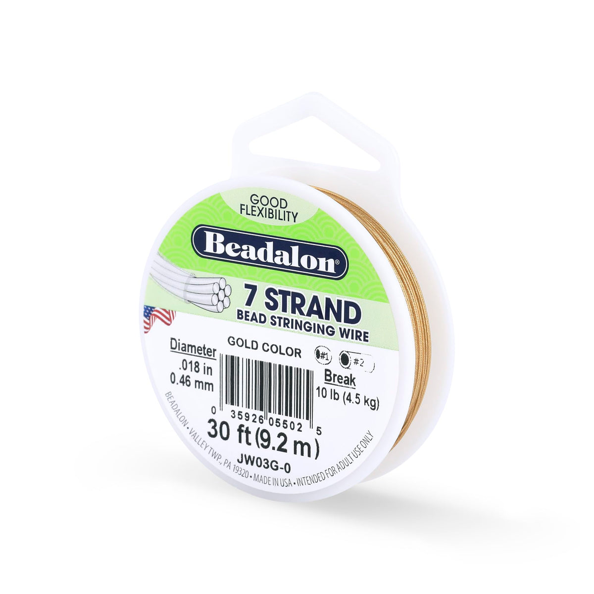 Beadalon 7-Strand Stainless Steel Beading Wire, .015 in / 0.38 mm - Bright