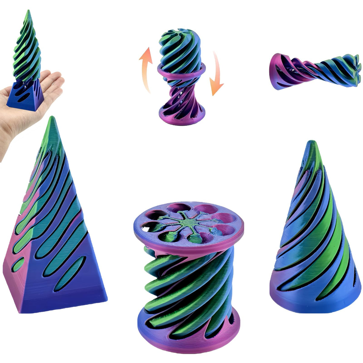 ajitxalr 3 Packs Impossible Cone,Spiral Cone Fidget Toy,Impossible Cones passthrough Impossible Pyramid for Relaxing,Spiral Fidget Toy passthrough Impossible Cone,Birthday for Adults & Kids