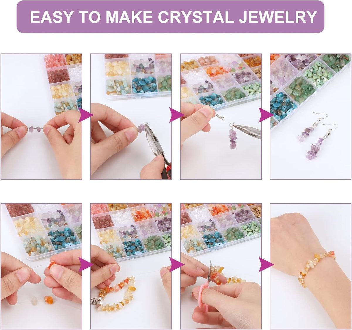 Quefe 40 Colors Crystal Beads for Jewelry Making Crystal and Gemstone
