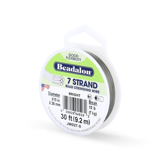Beadalon 7-Strand Stainless Steel Beading Wire, .015 in / 0.38 mm - Bright