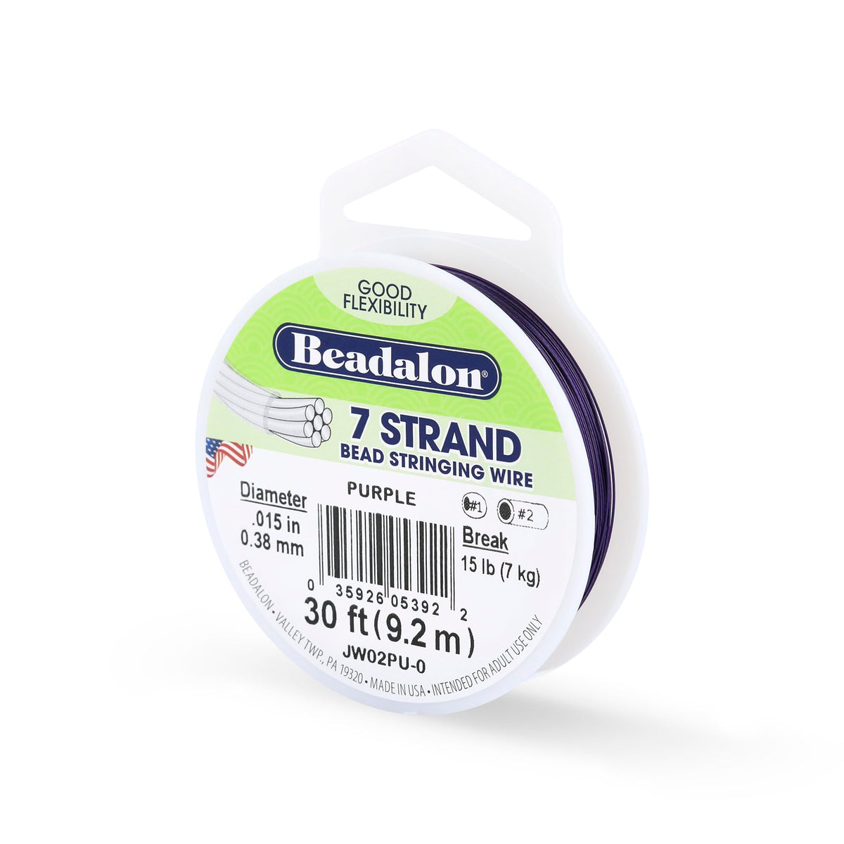 Beadalon 7-Strand Stainless Steel Beading Wire, .015 in / 0.38 mm - Bright