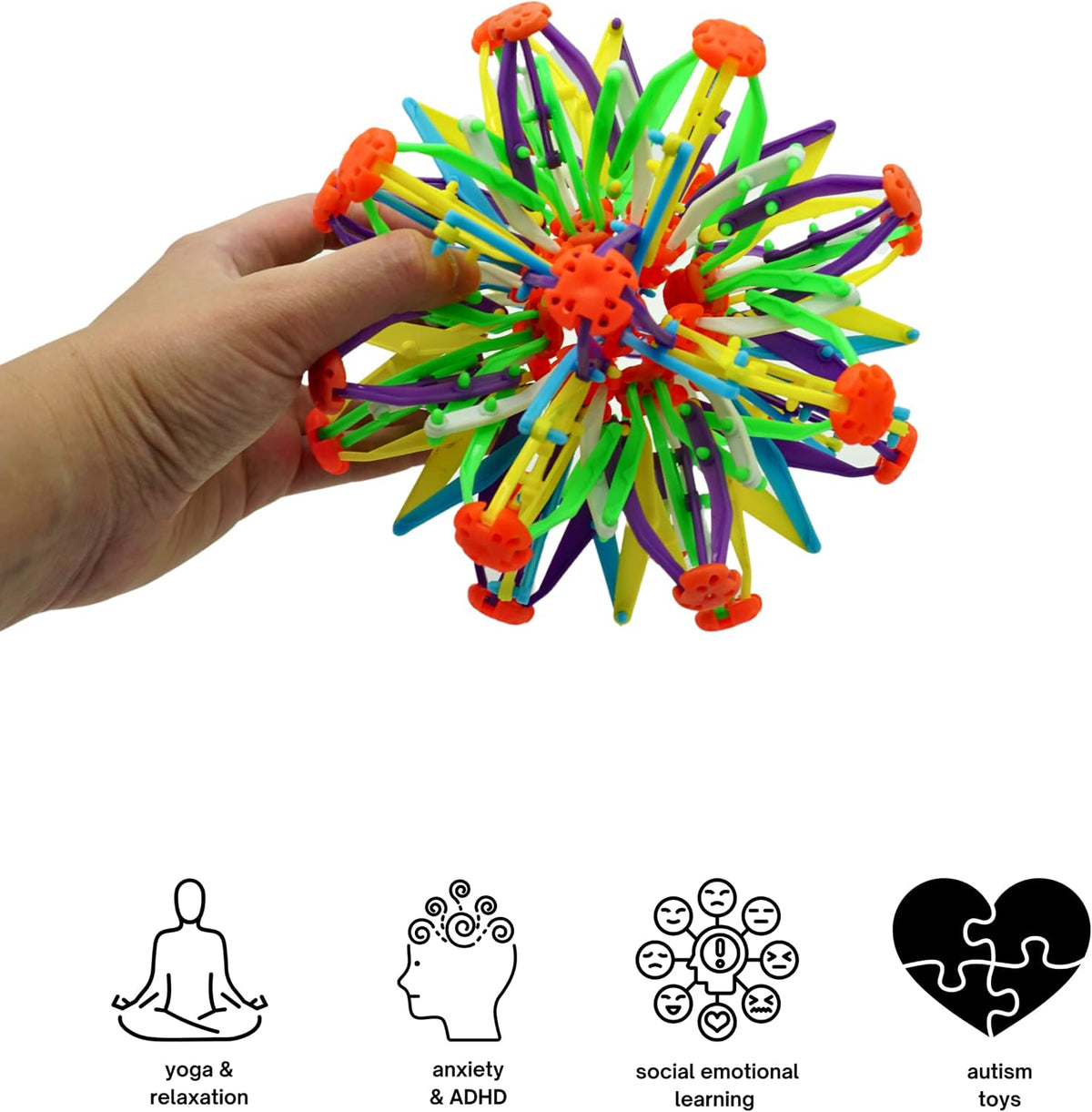 4E's Novelty Expandable Breathing Ball Sphere - Breathing Visual, Fidget Toys Expands from 6 to 12" Expanding Sphere for Kids & Adult