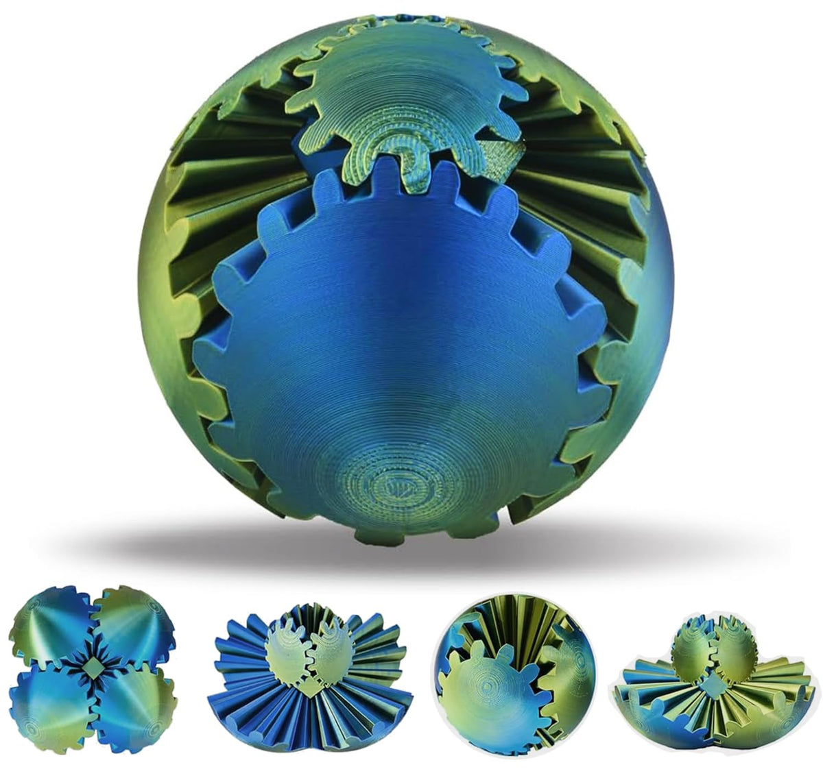 Gear Sphere, 3D Printed Gearsphere - The Steampunk Whirling Wonder Fidget Gear Ball, Gearsphere Cube Fidget Toy for Office and Home, Stress Relief Cool Stuff Toys Gift for 3+ Kids Adult (Green)