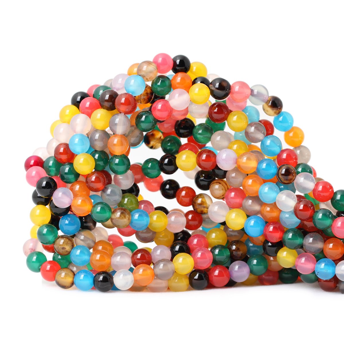 60PCS 6mm Natural Indian Agate Gemstone Round Loose Beads for Jewelry Making DIY 1 Strand 15"