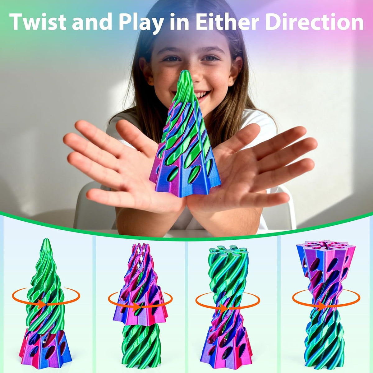 12 Pack 3D Printed Fidget Toys, Impossible Passthrough Spiral Set