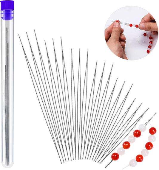 18 Pcs Collapsible Beading Needles for Seed Beads, Big Eye Beading Needle for Jewelry Making with Bottle