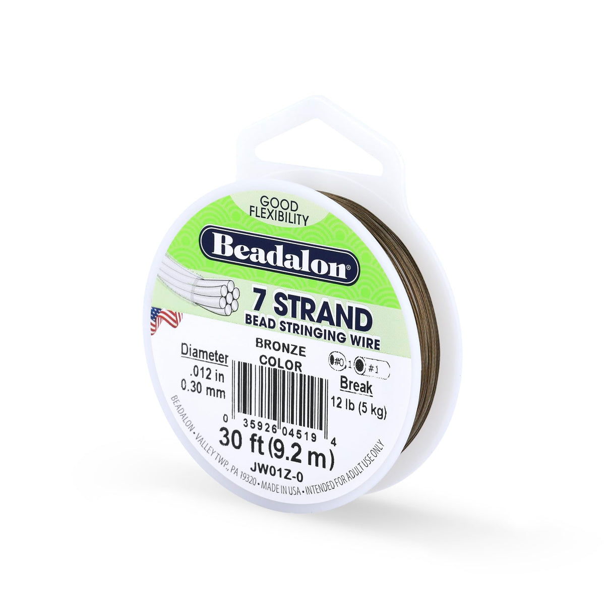 Beadalon 7-Strand Stainless Steel Beading Wire, .015 in / 0.38 mm - Bright