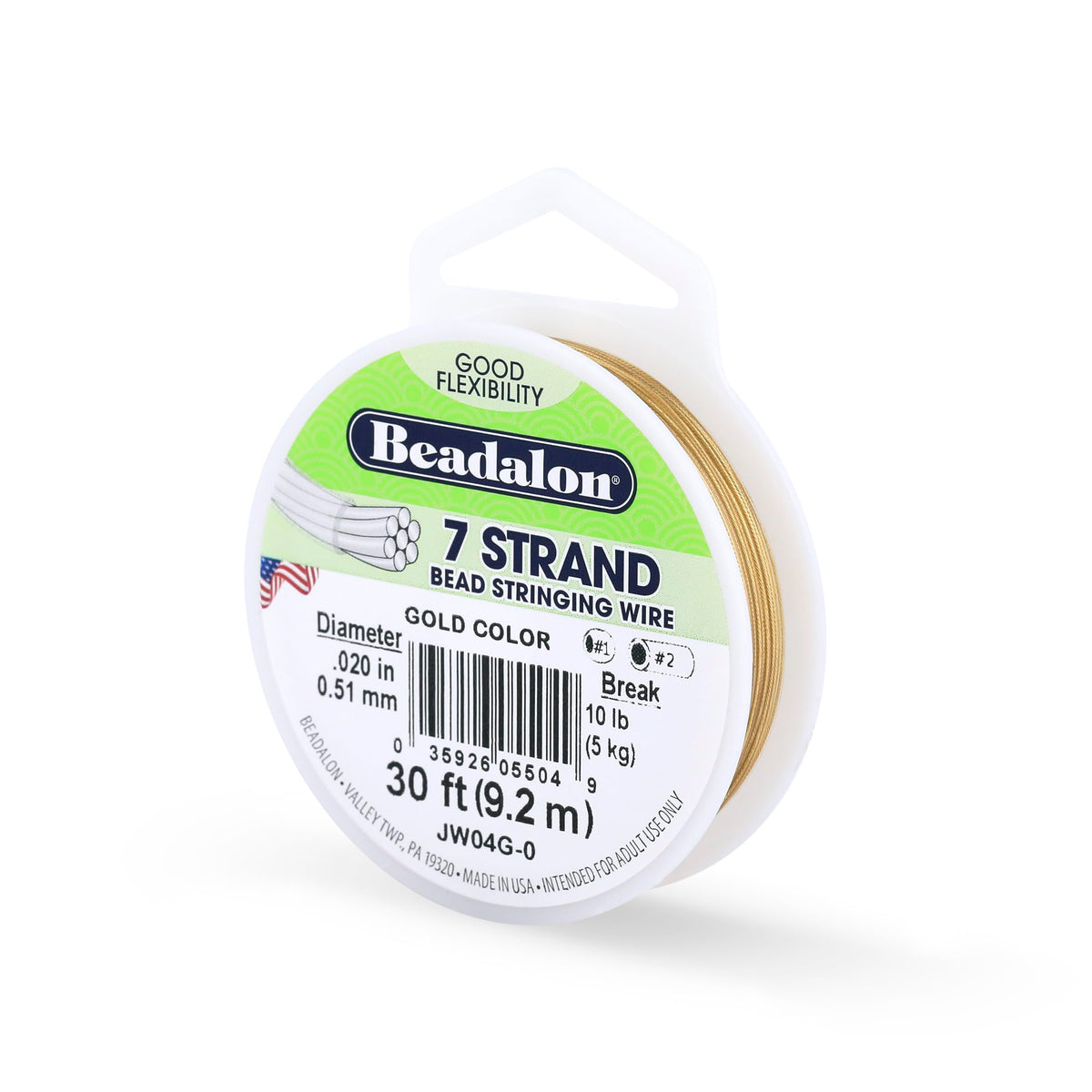 Beadalon 7-Strand Stainless Steel Beading Wire, .015 in / 0.38 mm - Bright