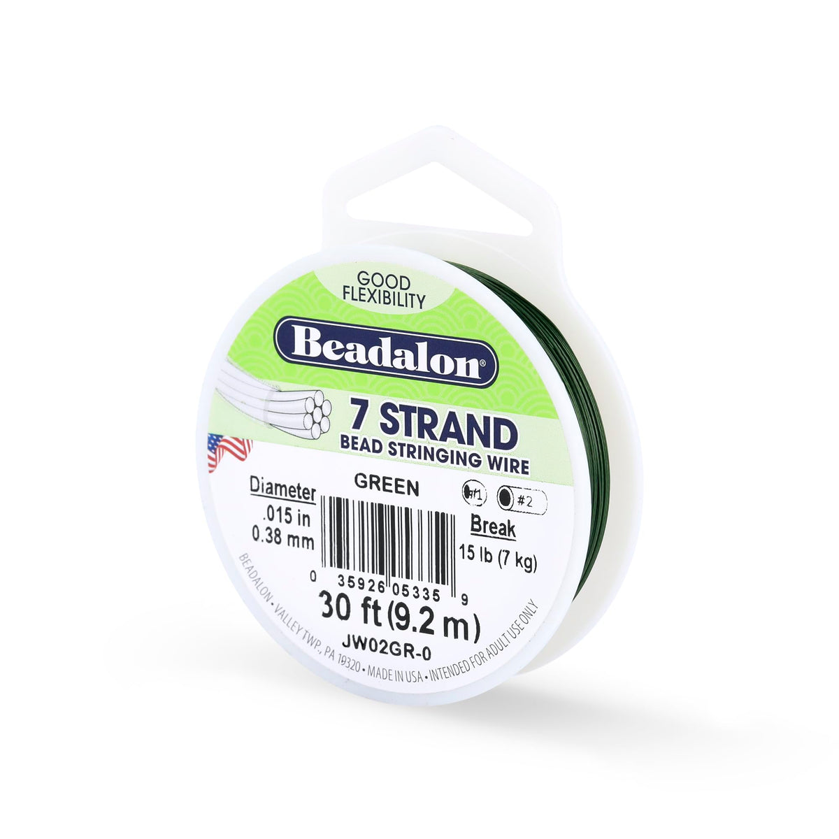 Beadalon 7-Strand Stainless Steel Beading Wire, .015 in / 0.38 mm - Bright