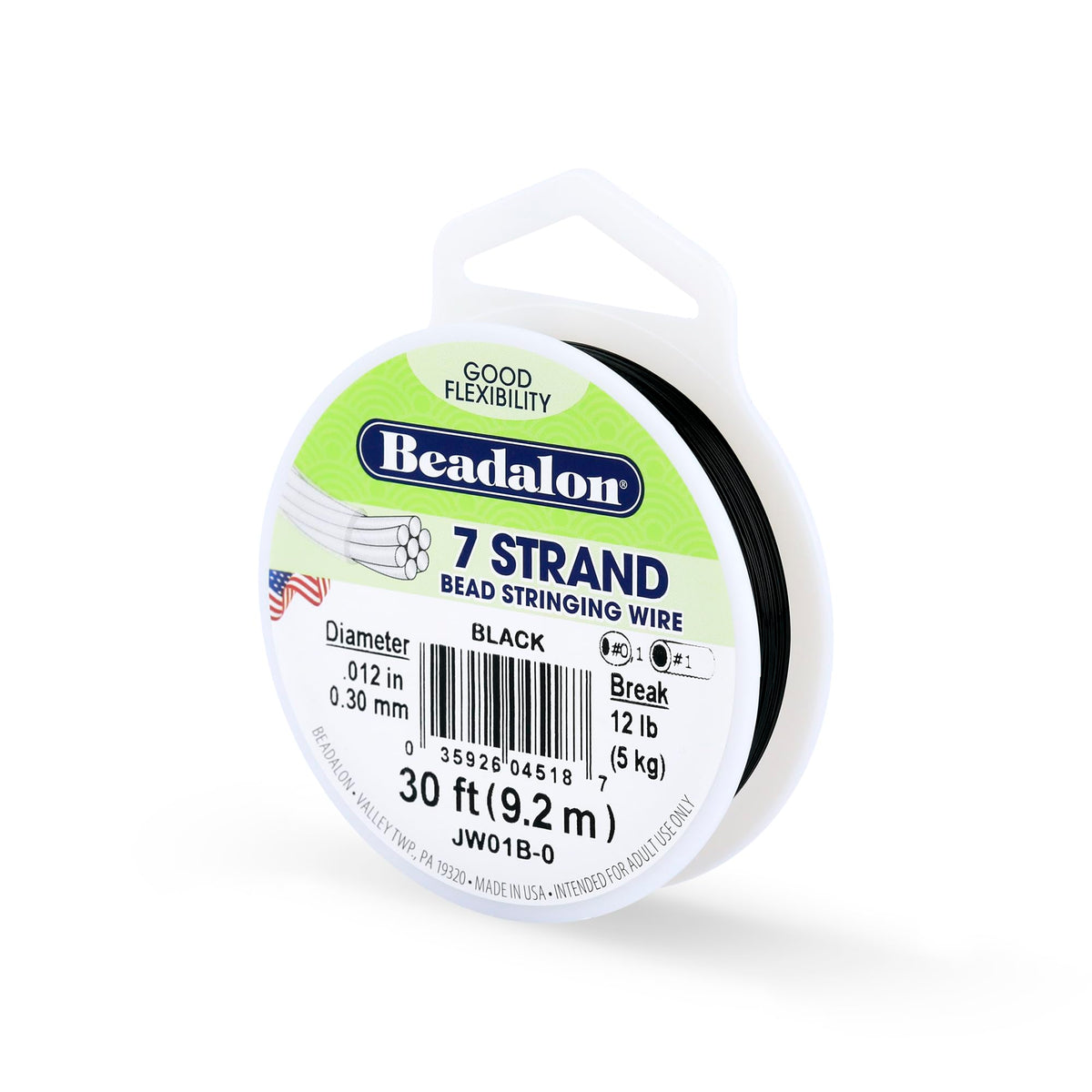 Beadalon 7-Strand Stainless Steel Beading Wire, .015 in / 0.38 mm - Bright