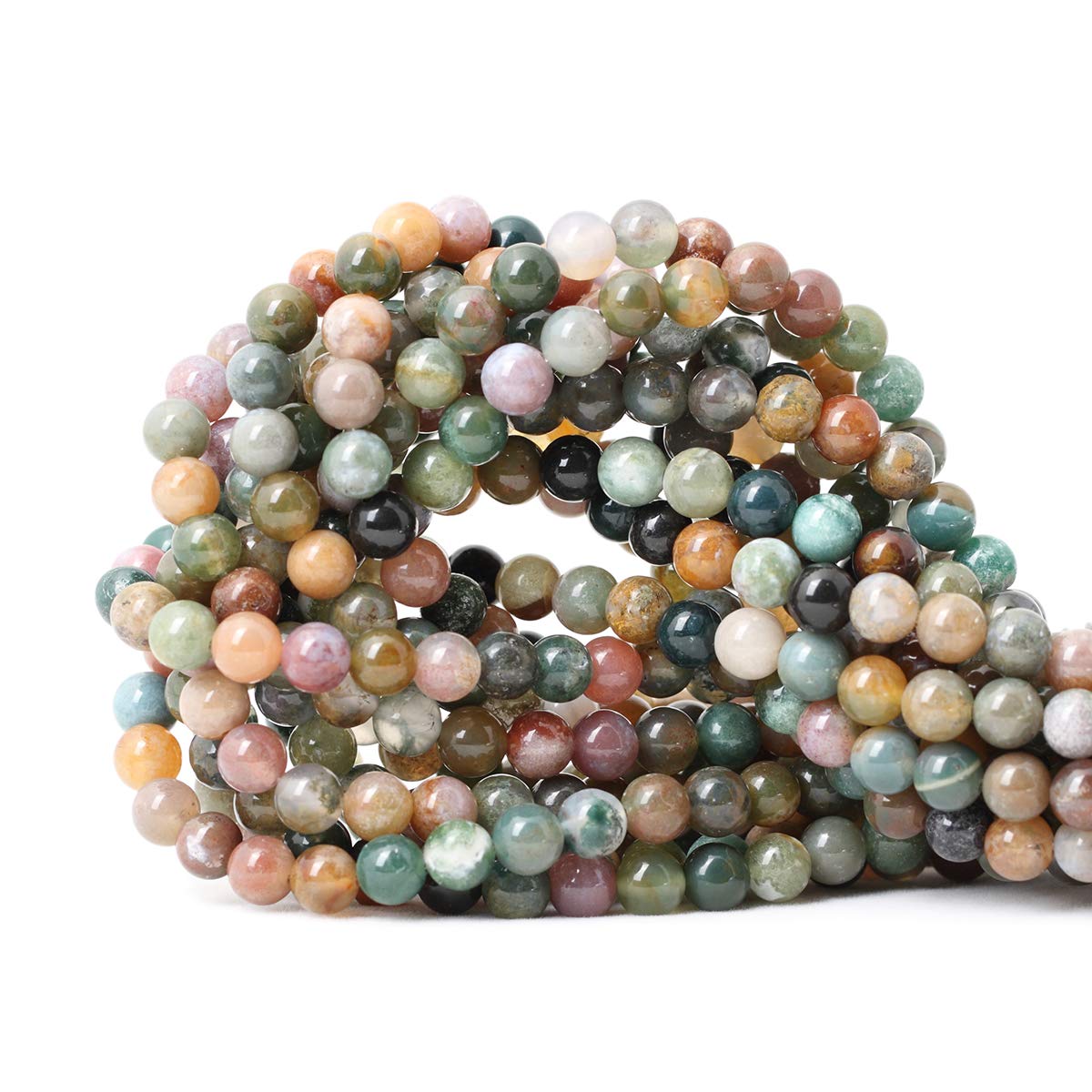 60PCS 6mm Natural Indian Agate Gemstone Round Loose Beads for Jewelry Making DIY 1 Strand 15"
