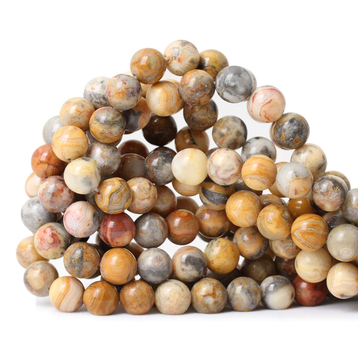 60PCS 6mm Natural Indian Agate Gemstone Round Loose Beads for Jewelry Making DIY 1 Strand 15"