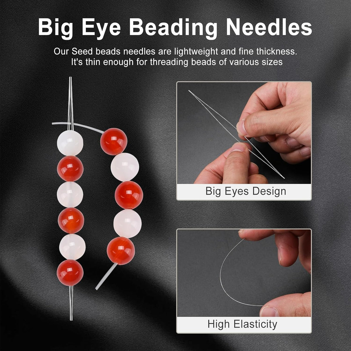 18 Pcs Collapsible Beading Needles for Seed Beads, Big Eye Beading Needle for Jewelry Making with Bottle