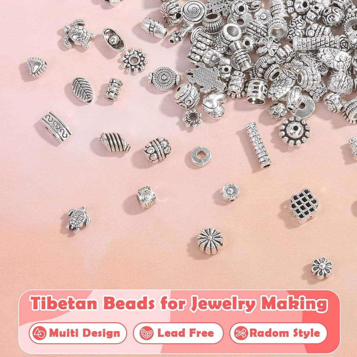 350 Pcs Silver Spacer Beads for Jewelry Making, Mixed Bulk Random Styles Metal Beads for Bracelets, Necklace, Earring Jewelry Making