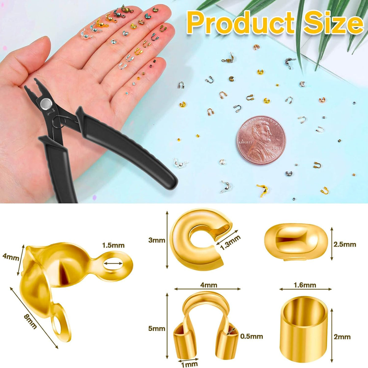 Acejoz 2251 Pieces Crimp Beads for Jewelry Making, Knot Covers, Crimp Bead Covers, Crimp Tubes and Wire Guardians with Crimping Pliers for DIY Jewelry Bracelets Necklaces Making