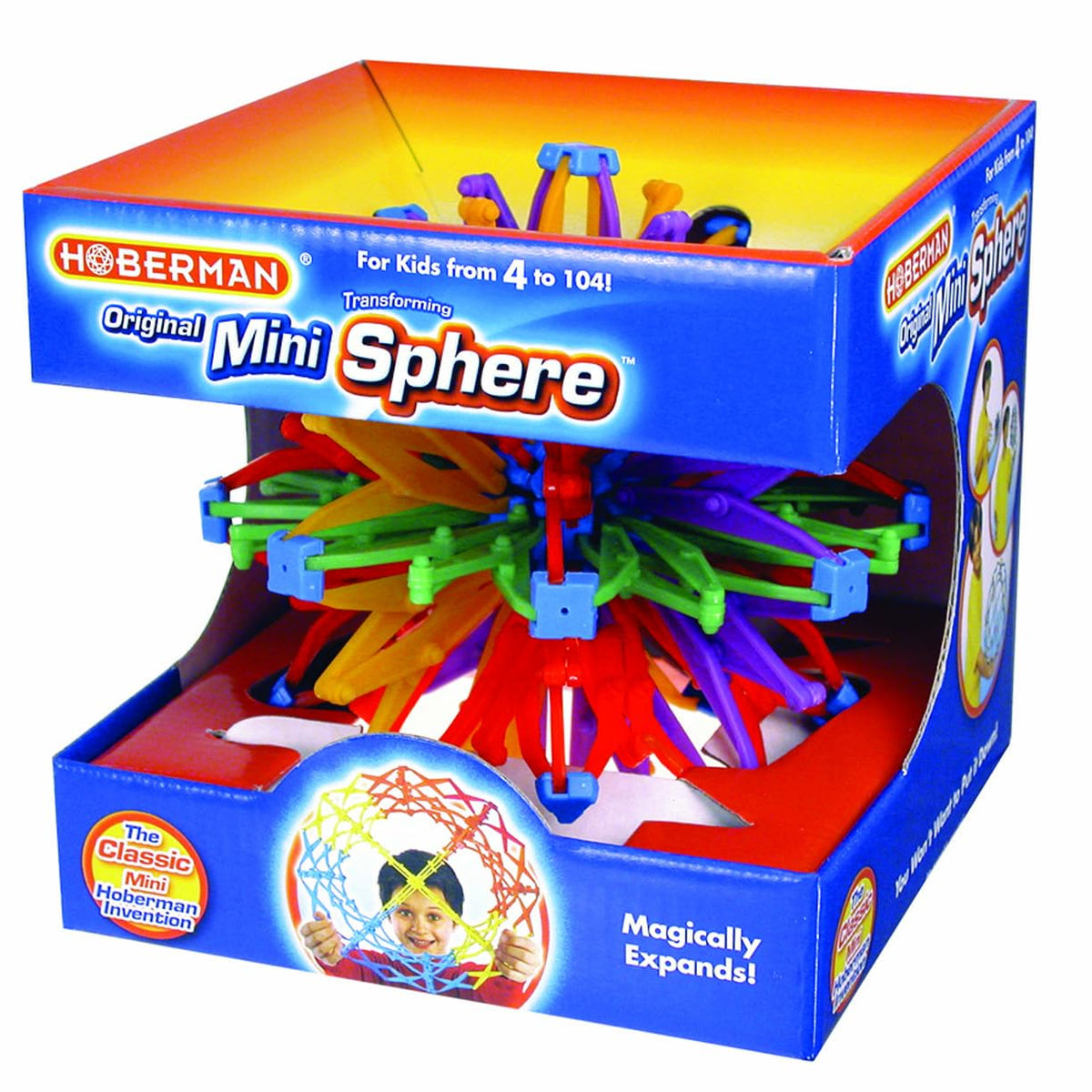 Hoberman Original Sphere Rainbow, Expanding and Contracting Geometric Ball Toy, Award-Winning STEM Fidget Toy for Kids and Adults, Ages 4+