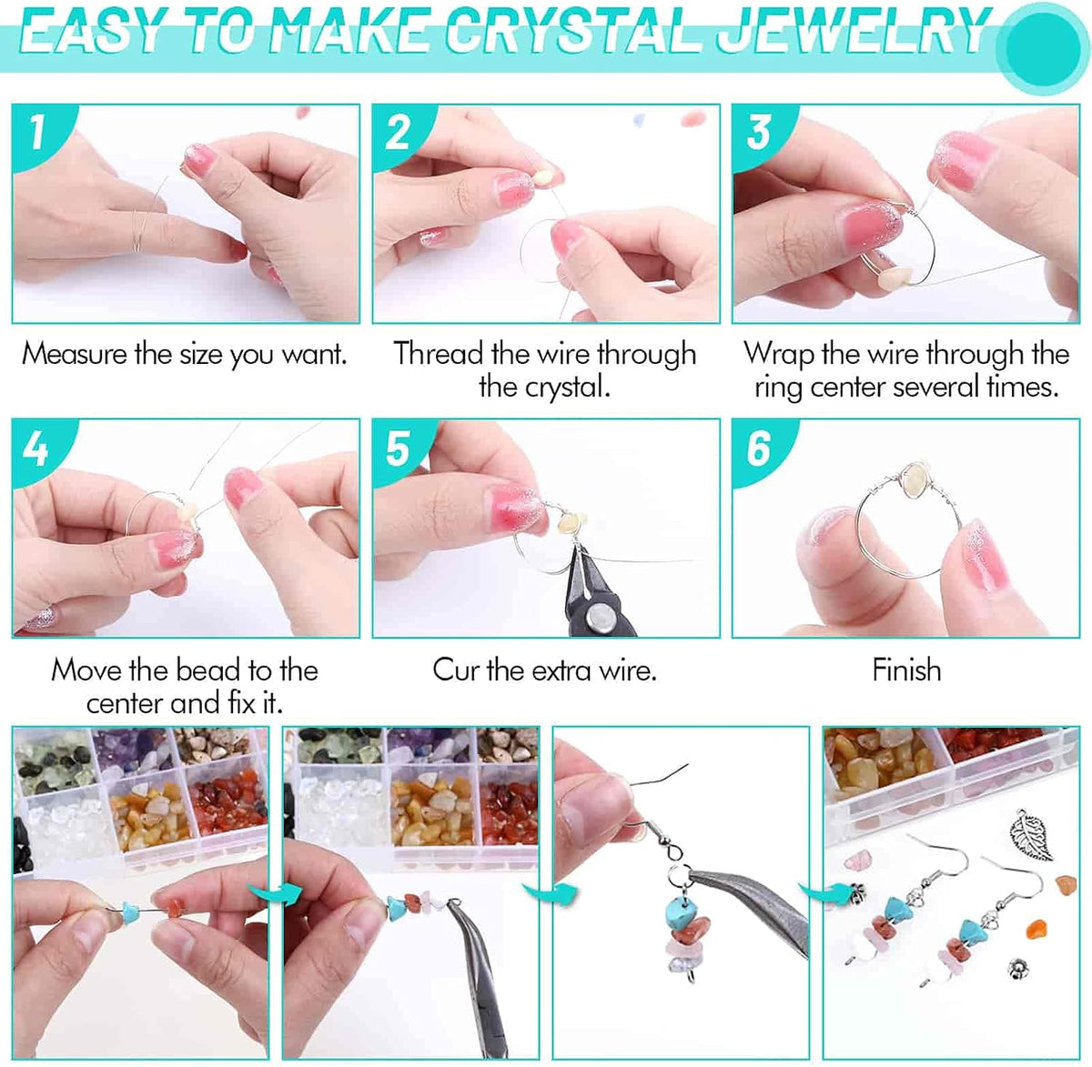 selizo Jewelry Making Kits for Adults Women with 28 Colors Crystal Beads, 1660Pcs Crystal Bead Ring Maker Kit with Jewelry Making Supplies