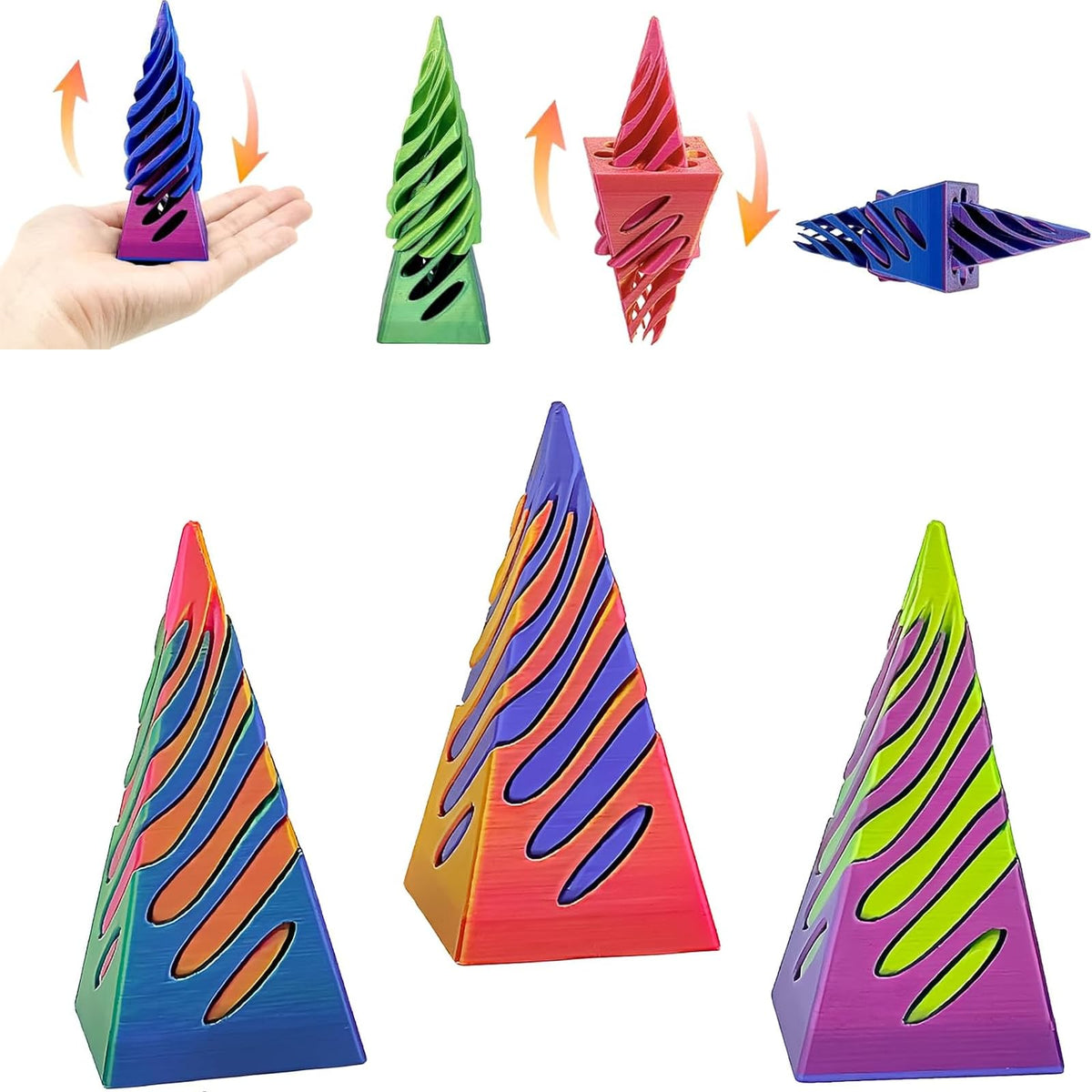 ajitxalr 3 Packs Impossible Cone,Spiral Cone Fidget Toy,Impossible Cones passthrough Impossible Pyramid for Relaxing,Spiral Fidget Toy passthrough Impossible Cone,Birthday for Adults & Kids