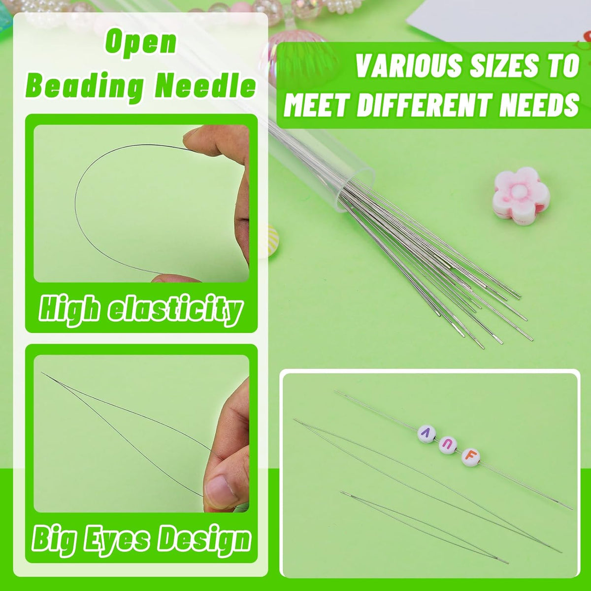 UOOU 86 Pcs Beading Needle Set, 6 Sizes Beading Needles for Seed Beads