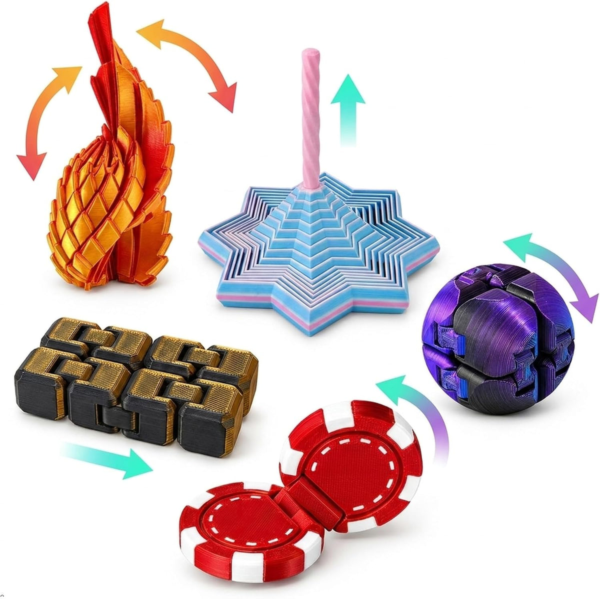 18PCS 3D Printed Fidget Toys Set, Assorted Desk Toys for Adults and Kids