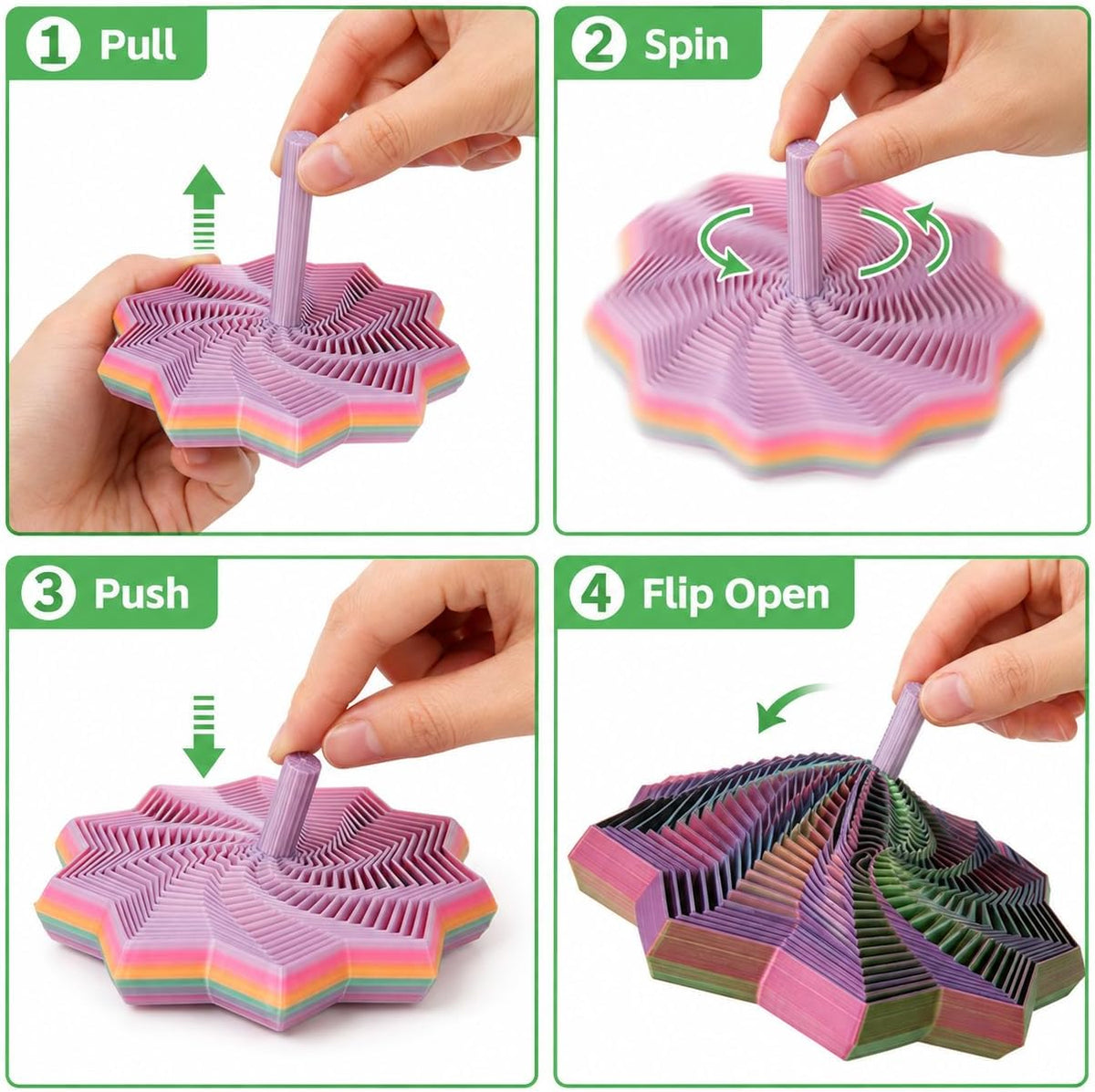 2 Pack 3D Printed Fidget Spinners, Geometric Clicker Toys