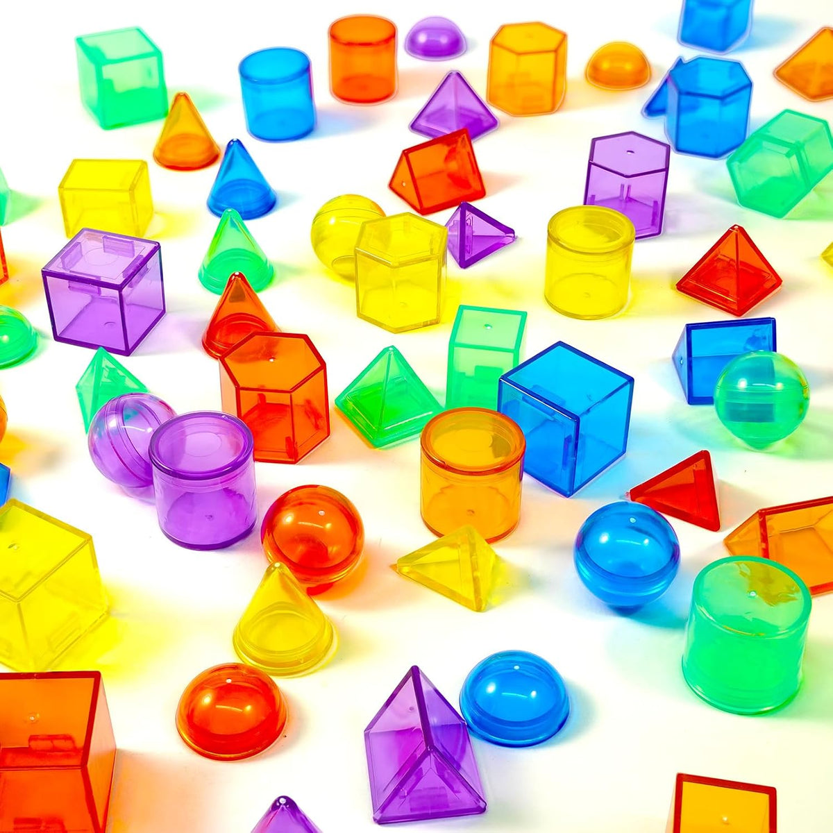 Bbiamsleep 76 Pcs 3D Shapes Geometric Solids, Light Table Manipulatives