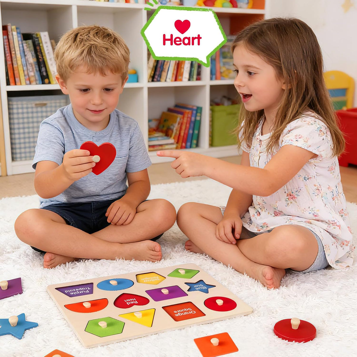 Montessori Wooden Peg Shape Puzzles for Toddlers
