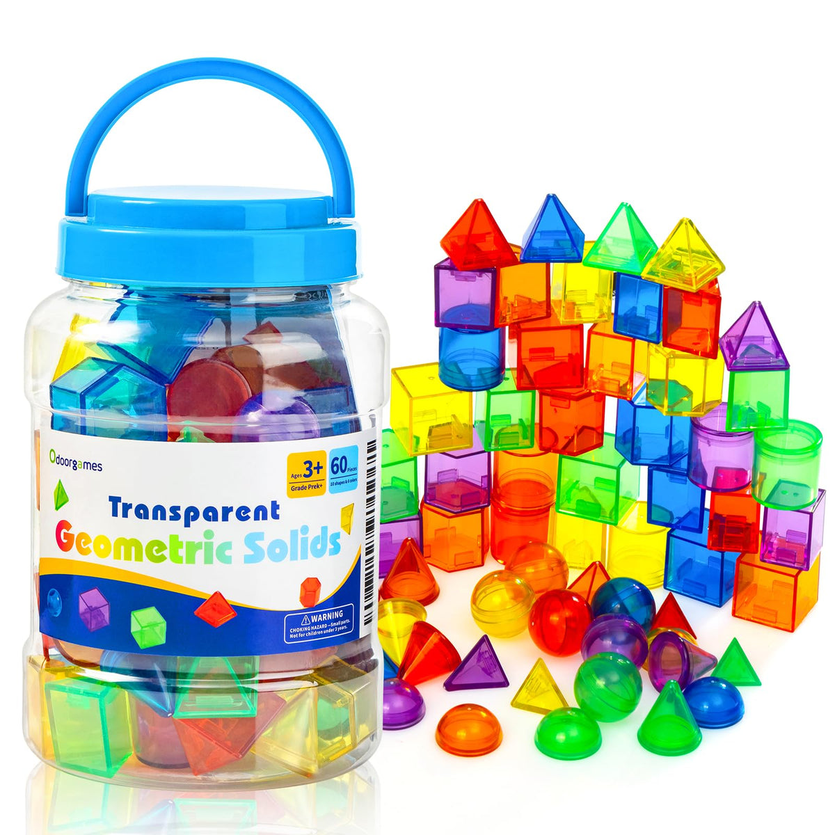140 Pcs Translucent Pattern Blocks, Geometric Shapes Toys