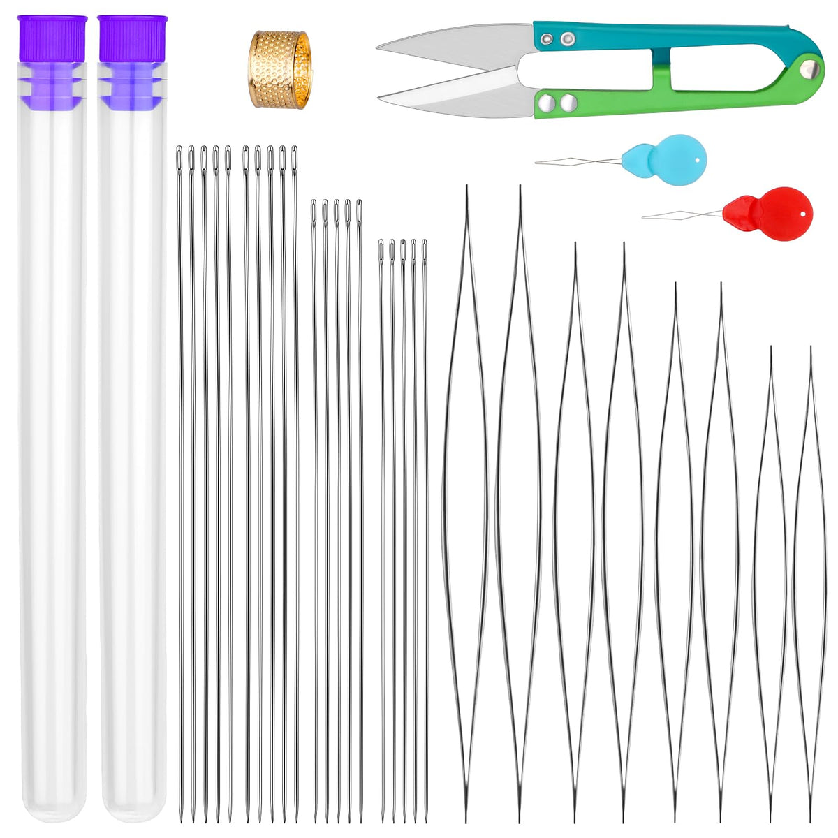 UOOU 86 Pcs Beading Needle Set, 6 Sizes Beading Needles for Seed Beads