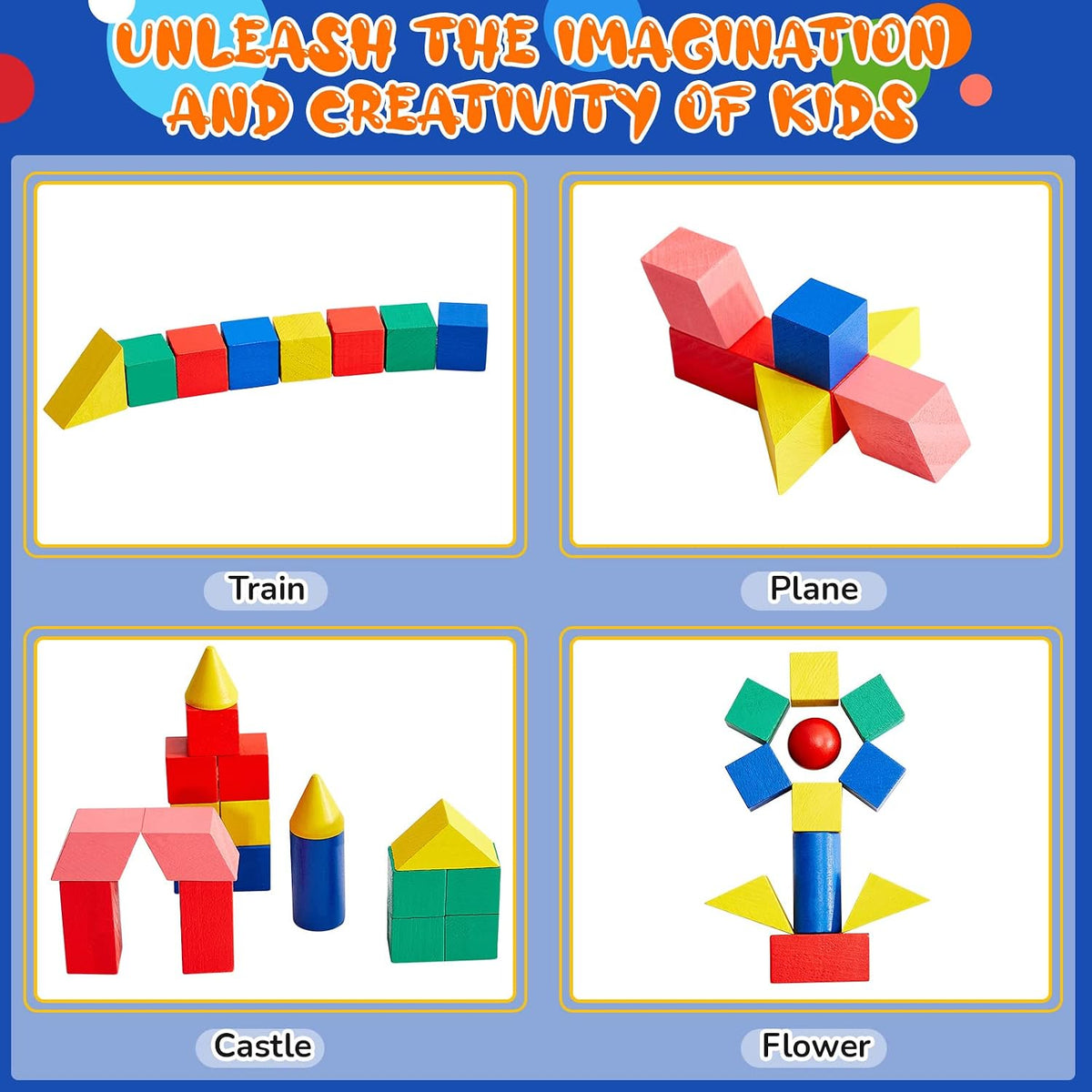 140 Pcs Mini 3D Shapes for Teaching, Wood Building Geometric Solids Blocks