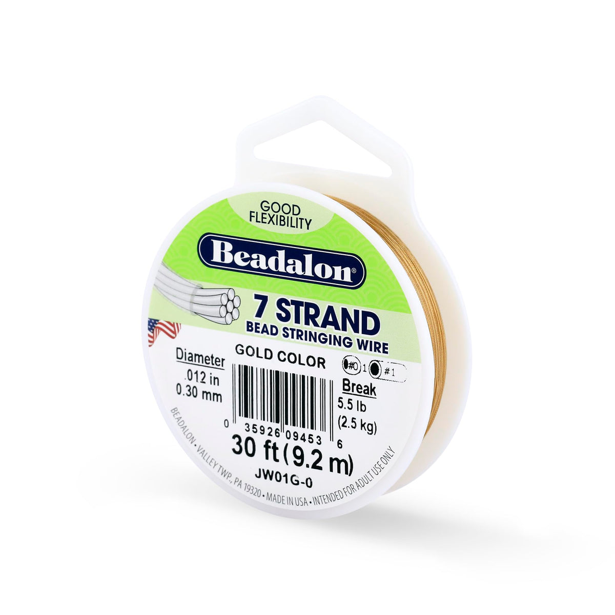 Beadalon 7-Strand Stainless Steel Beading Wire, .015 in / 0.38 mm - Bright