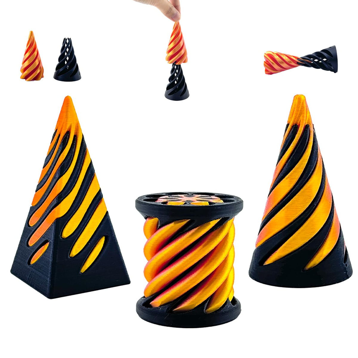 ajitxalr 3 Packs Impossible Cone,Spiral Cone Fidget Toy,Impossible Cones passthrough Impossible Pyramid for Relaxing,Spiral Fidget Toy passthrough Impossible Cone,Birthday for Adults & Kids