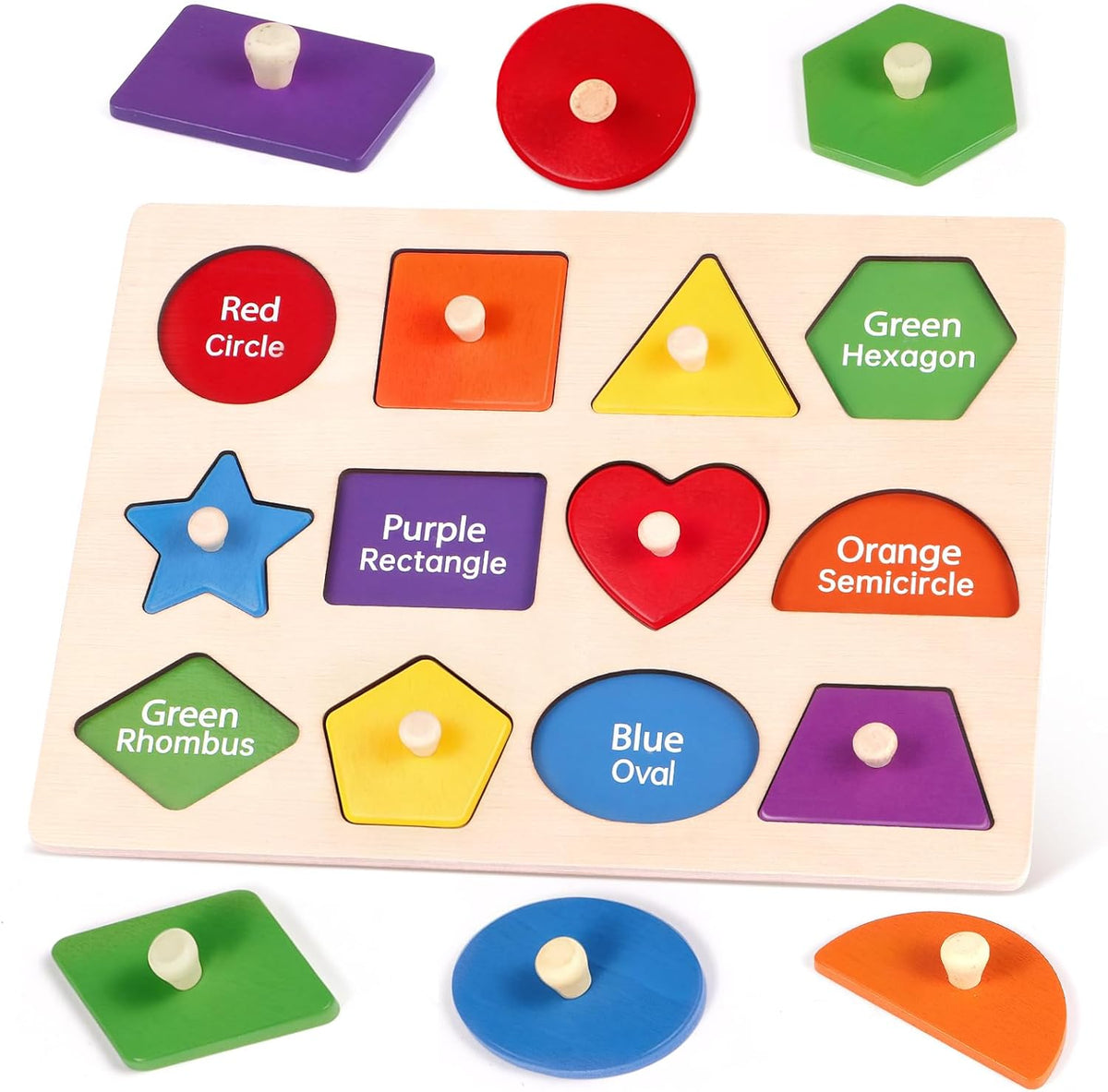 Montessori Wooden Peg Shape Puzzles for Toddlers