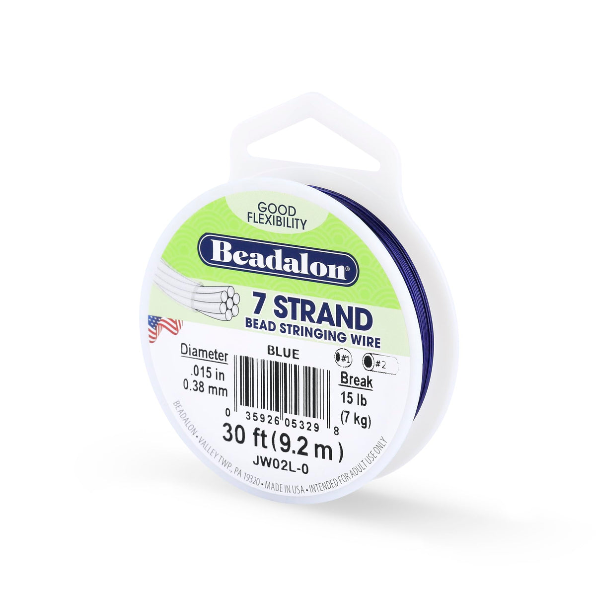 Beadalon 7-Strand Stainless Steel Beading Wire, .015 in / 0.38 mm - Bright