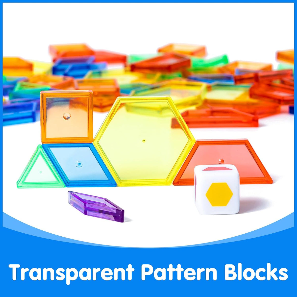 140 Pcs Translucent Pattern Blocks - Light Table Manipulatives