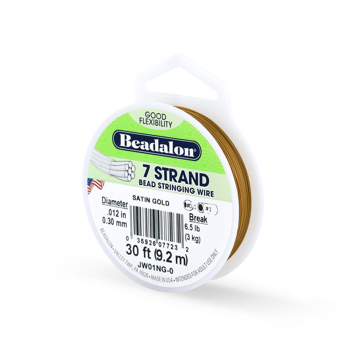 Beadalon 7-Strand Stainless Steel Beading Wire, .015 in / 0.38 mm - Bright